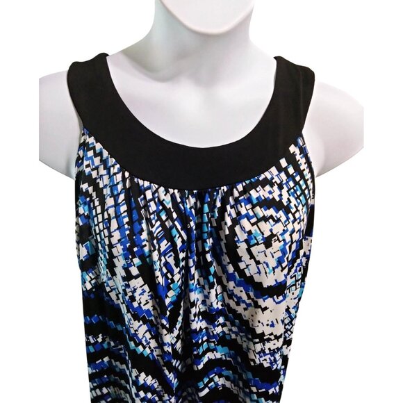 Double Take Womens Blue & Black Patterned Sleeveless Top Size 1X - Picture 3 of 7